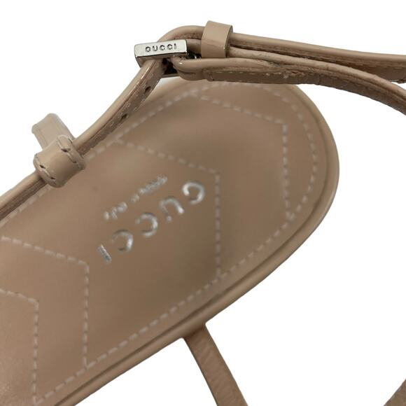 Gucci Double GG T Strap Patent Leather Ballet Flat Skin Rose Size 39.5 - Picture 10 of 15